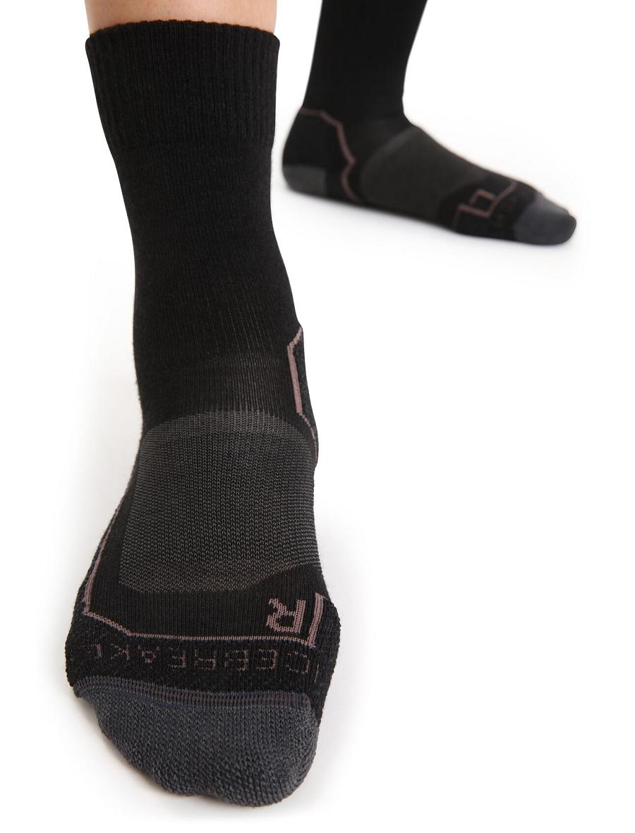 Women's Icebreaker Merino Hike+ Light Crew Socks Black / Monsoon | CA 1520RVDW